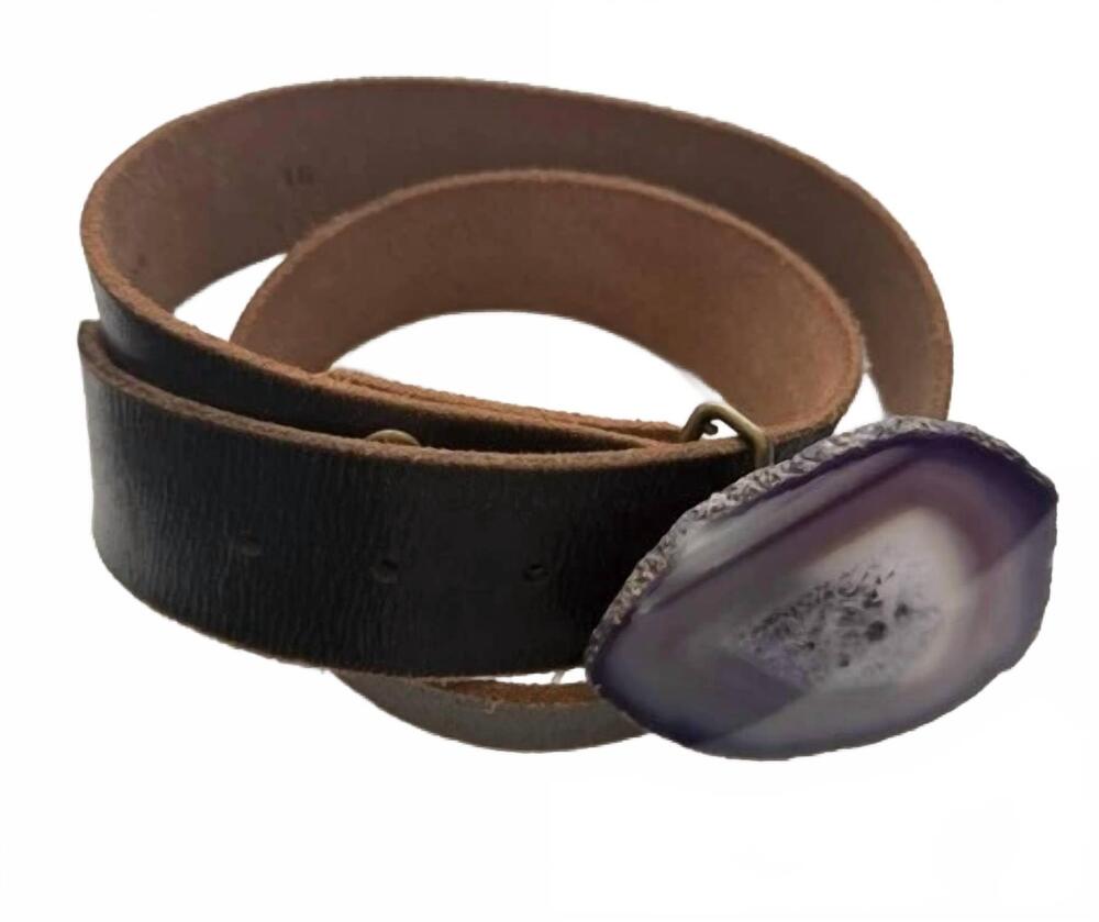 NEW REGINA ANDREW DESIGN women's stone buckle belt in dark brown